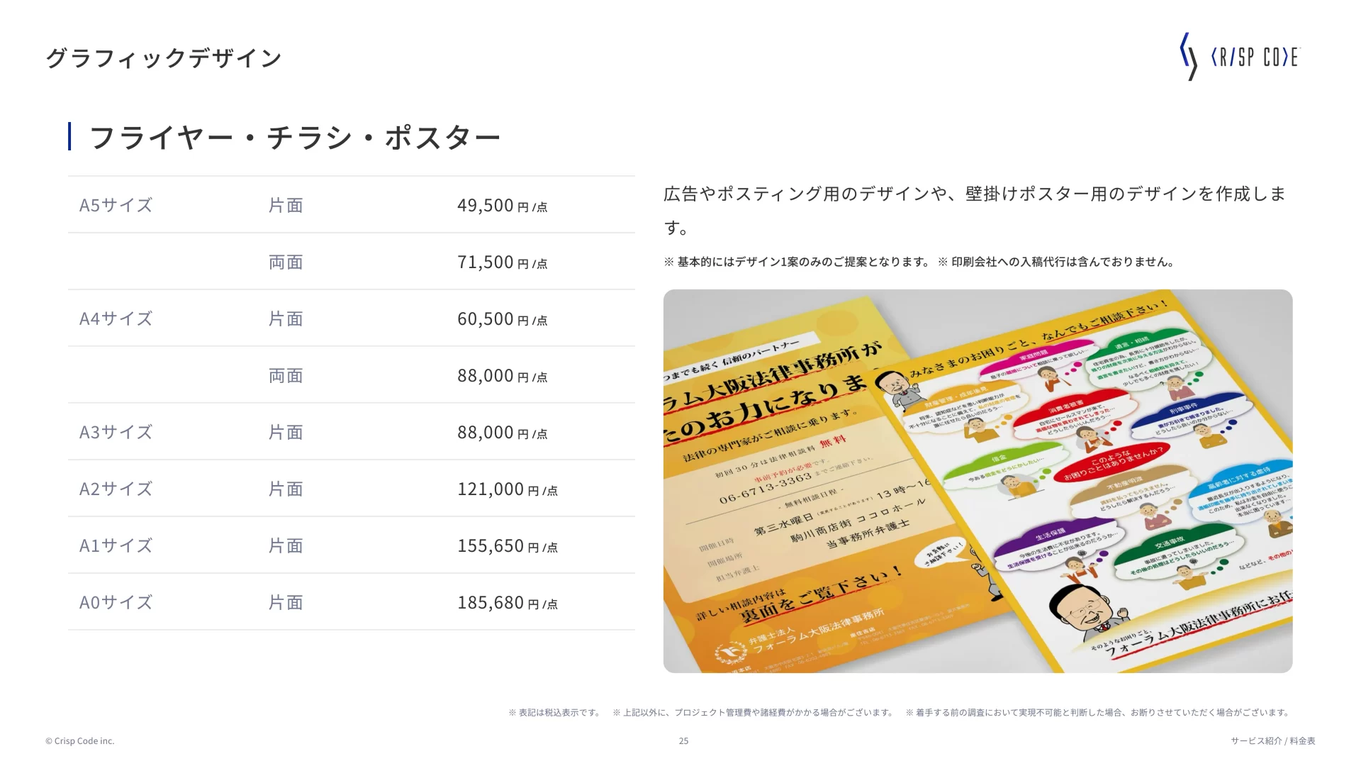 Crisp Code inc.|サービス紹介資料 料金体系のスライドデザイン