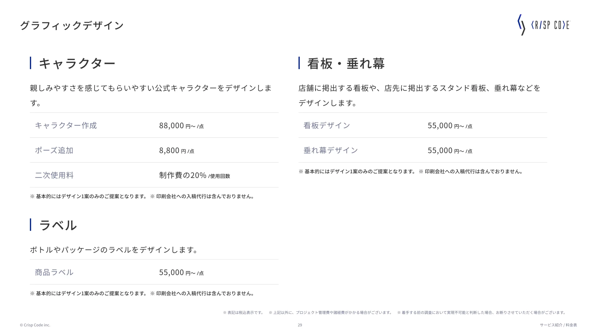 Crisp Code inc.|サービス紹介資料 サービス概要のスライドデザイン