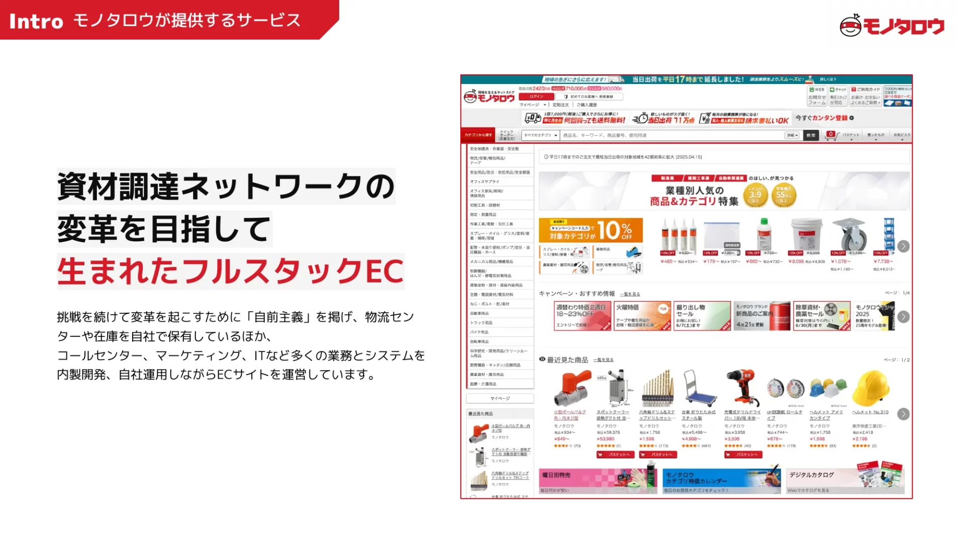 MonotaRO_Recruiting Deck_for Enginees サービス概要のスライドデザイン