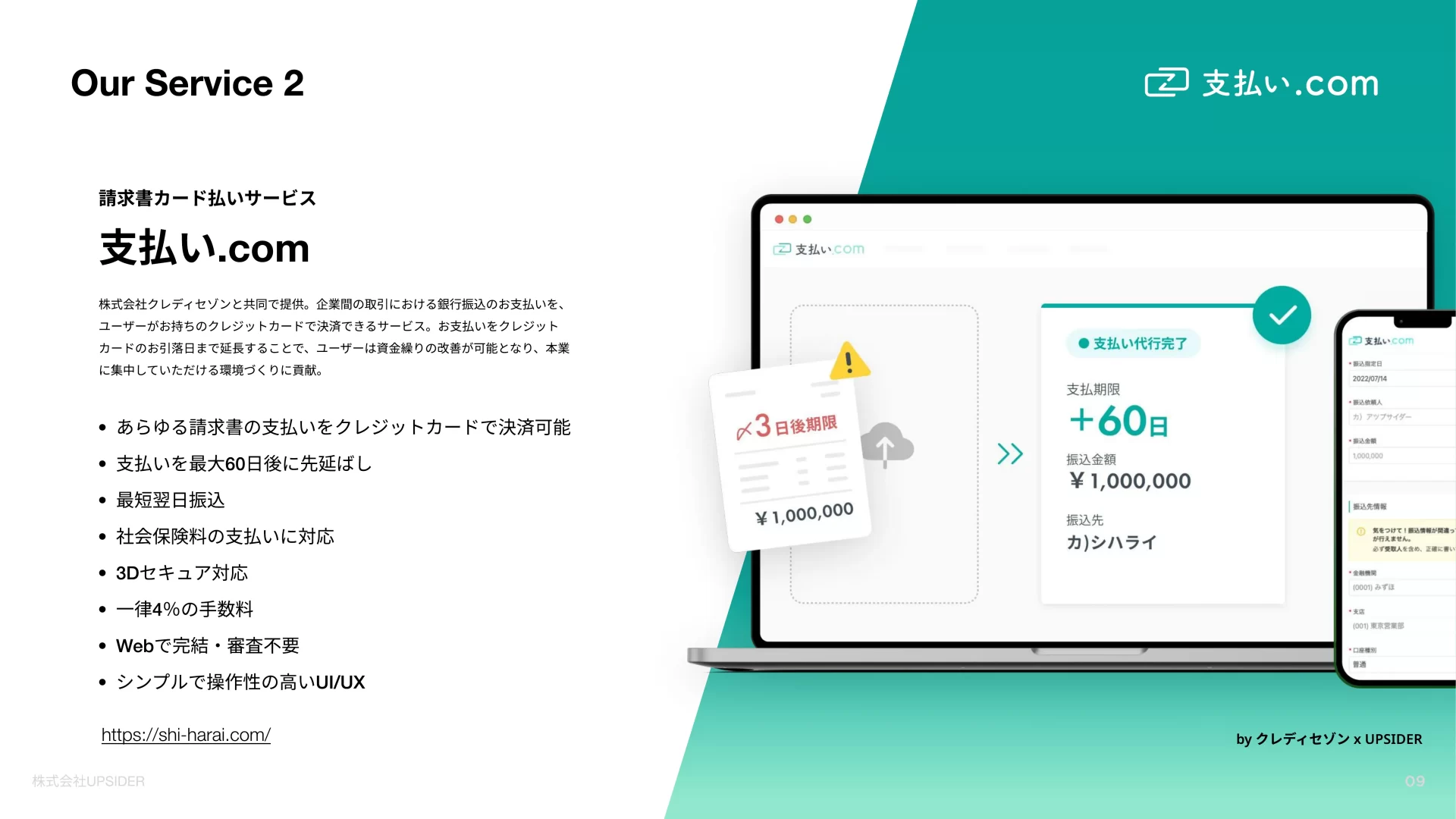 UPSIDER Company Deck サービス概要のスライドデザイン