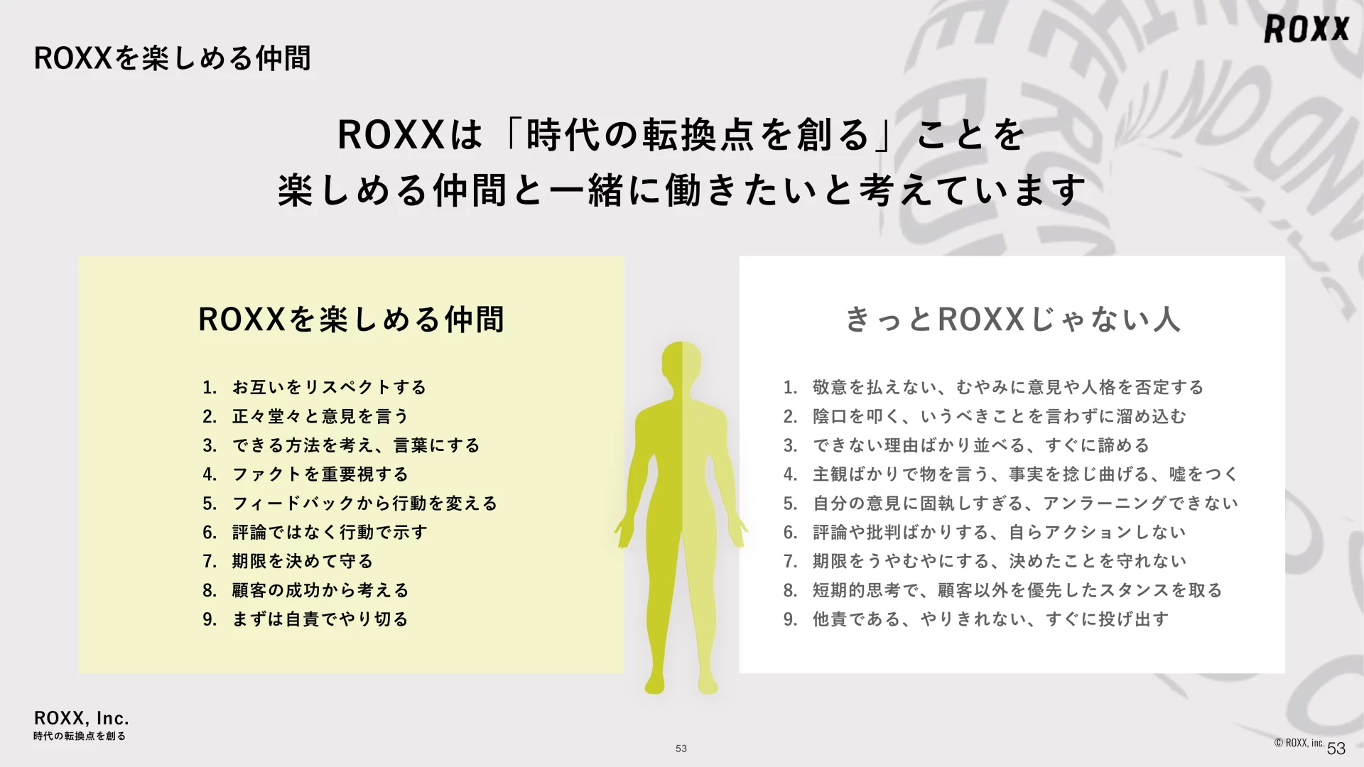 ROXX 会社説明資料 We are Hiring！ カルチャーのスライドデザイン