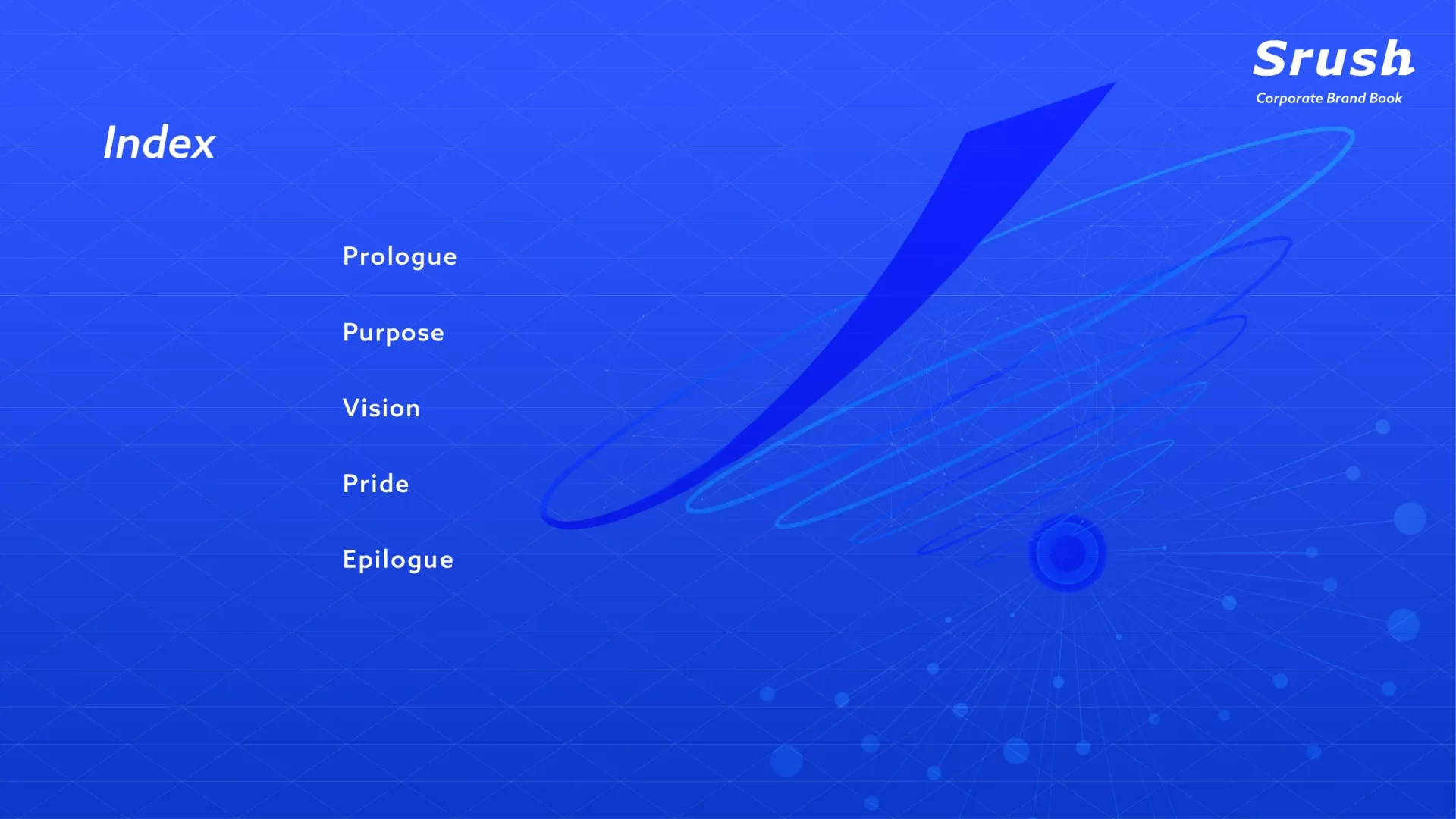 Srush Corporate Brand Book 目次のスライドデザイン
