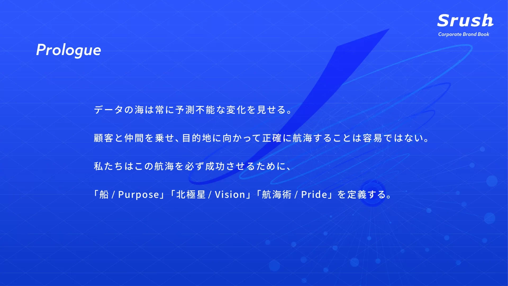 Srush Corporate Brand Book 表紙のスライドデザイン