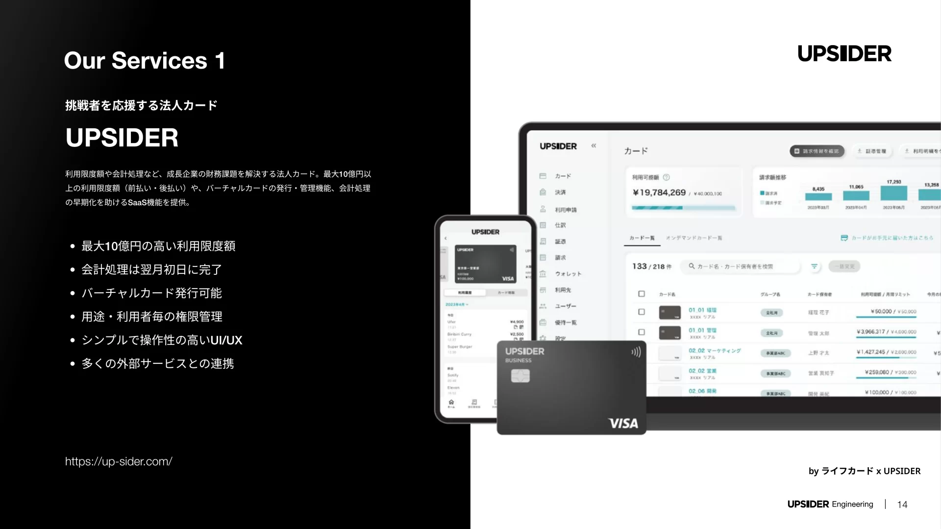 UPSIDER Engineering Deck サービス概要のスライドデザイン