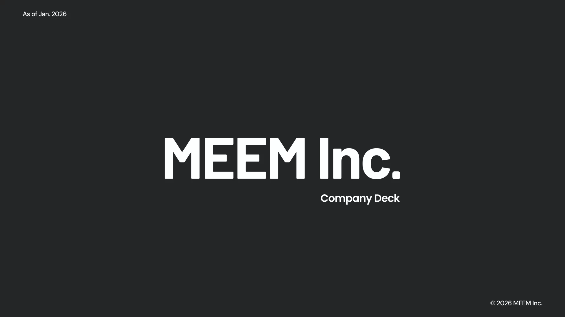 MEEM_Company_Deck202512.pdf 表紙のスライドデザイン