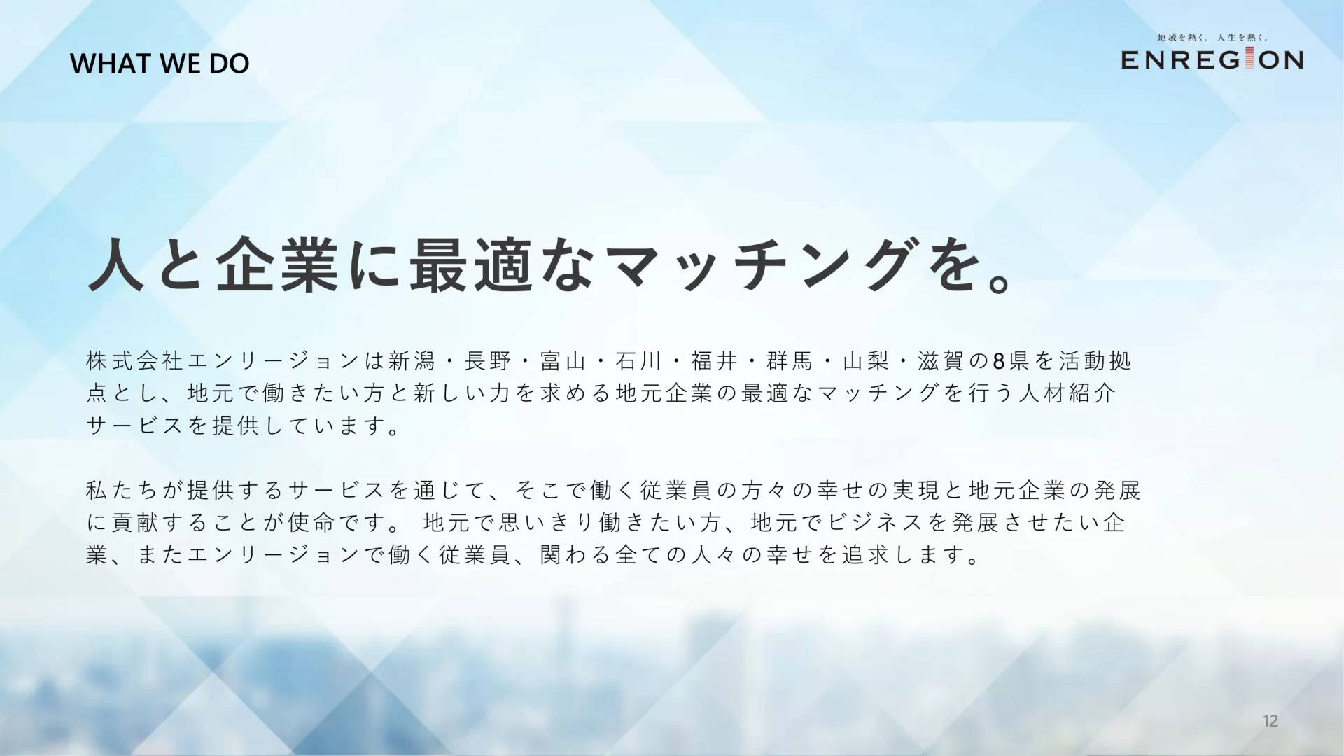 Company Profile サービス概要のスライドデザイン