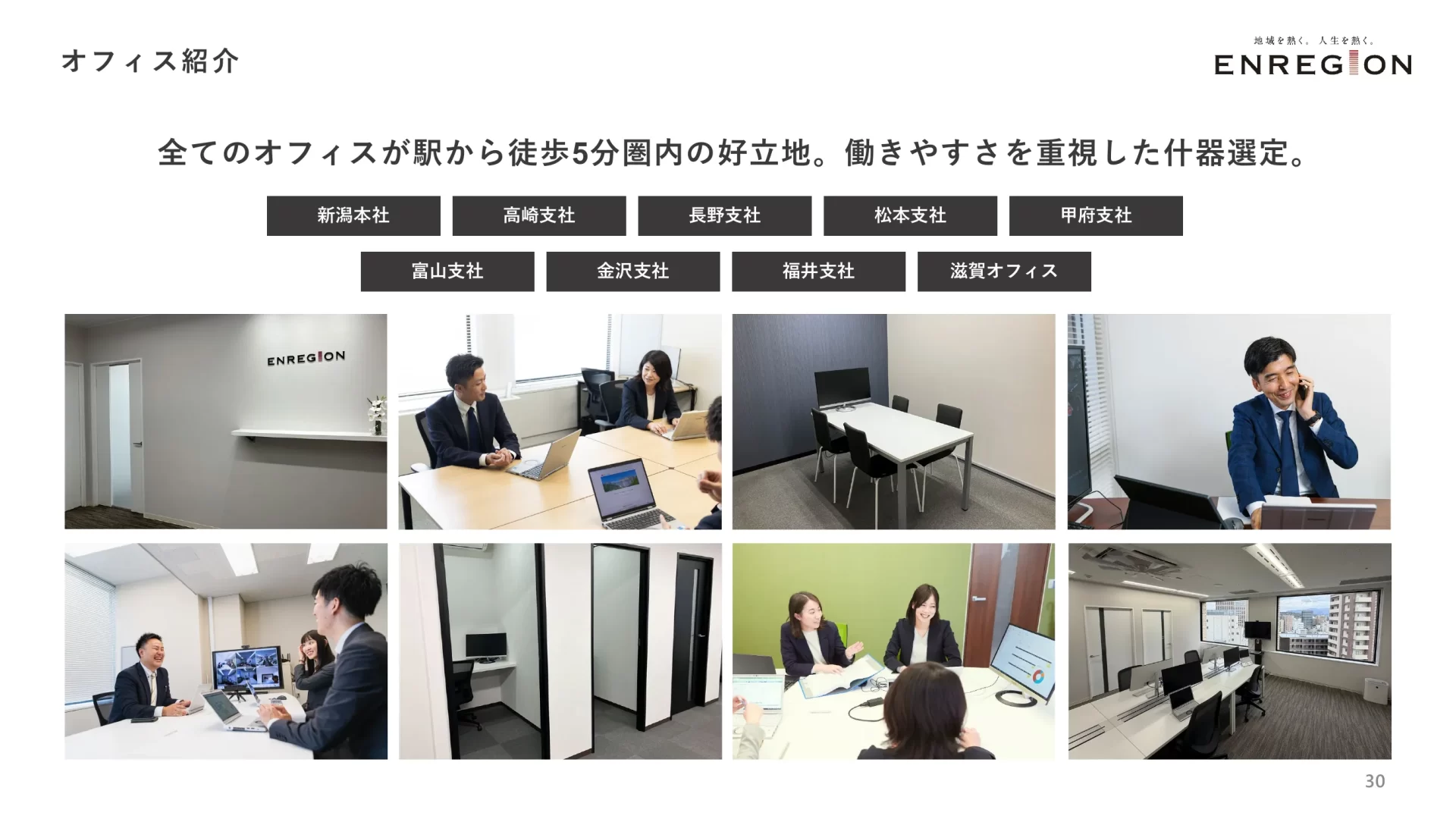 Company Profile 拠点のスライドデザイン