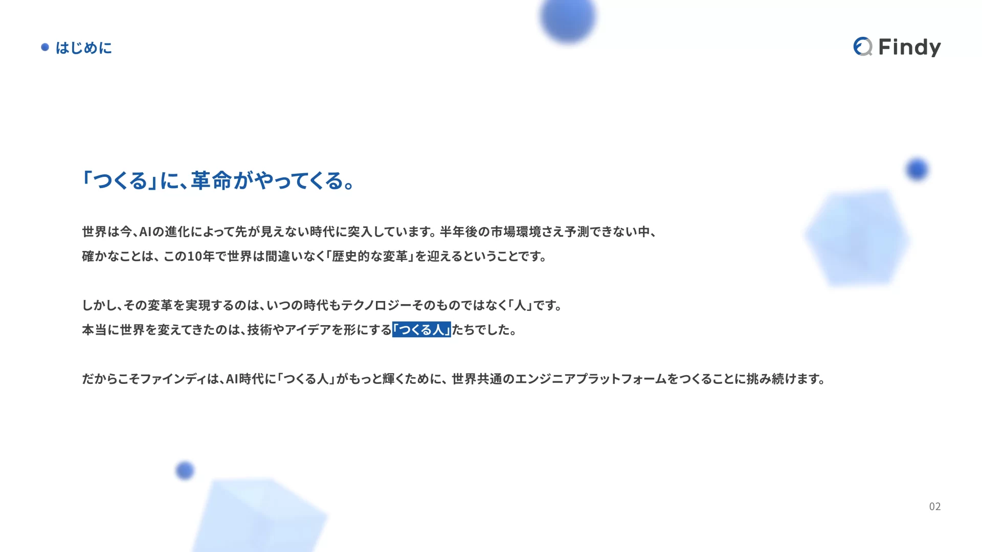 Findy Company Profile はじめにのスライドデザイン